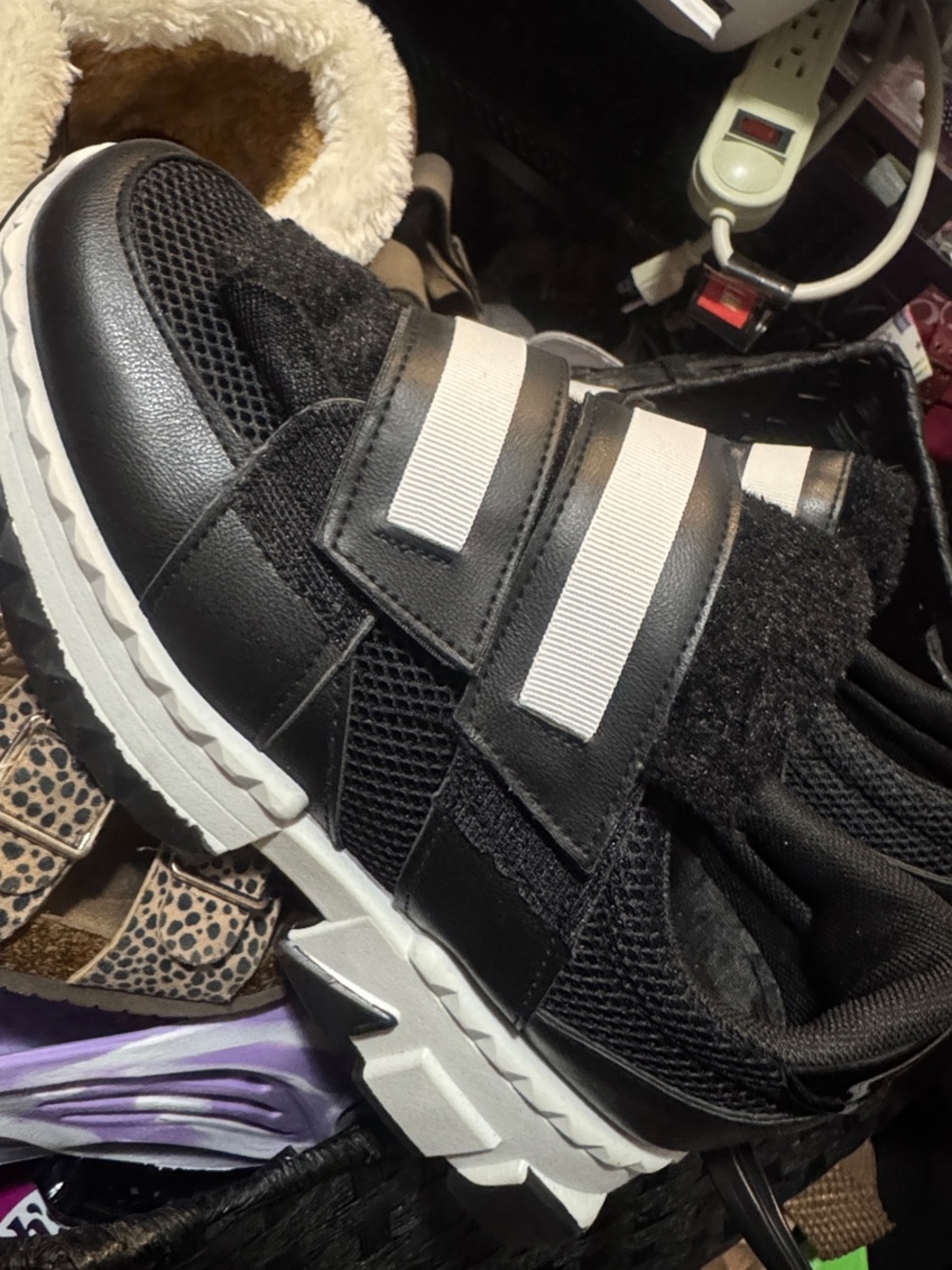 Black and White Velcro Athletic Shoes